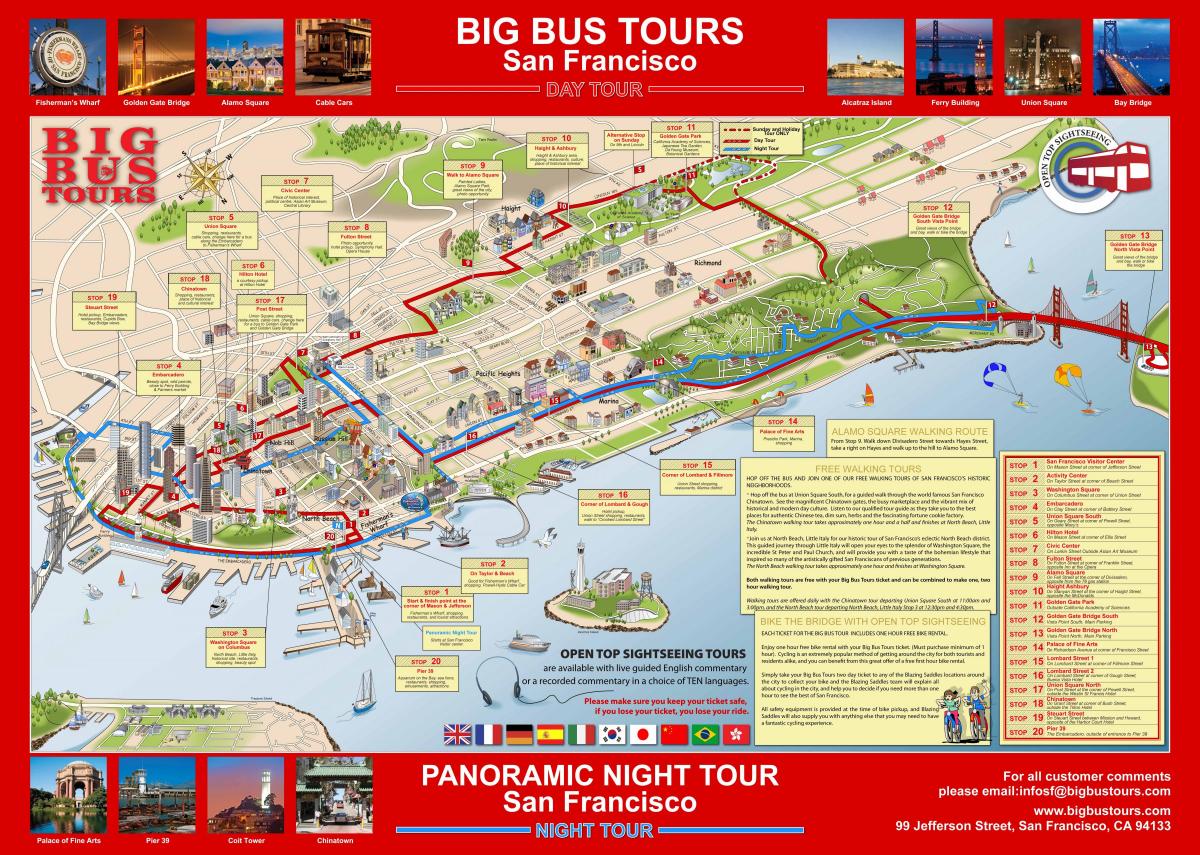 big red bus San Francisco Karte