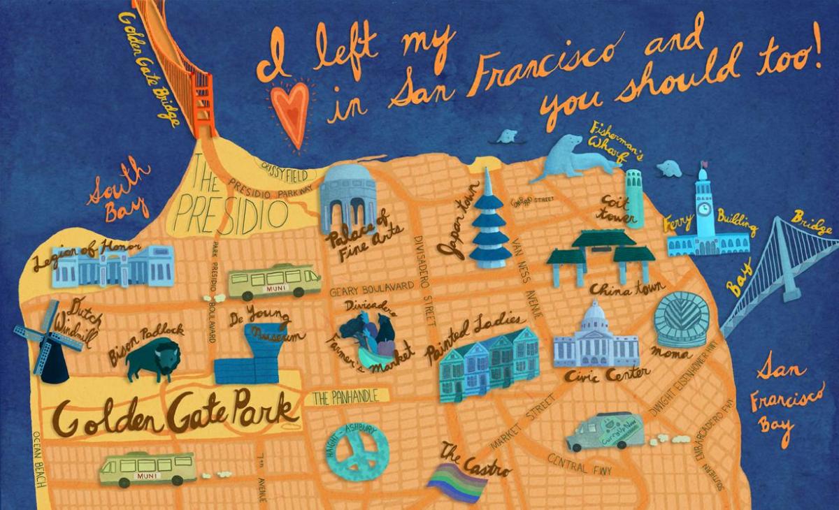 Karte von San Francisco-illustration