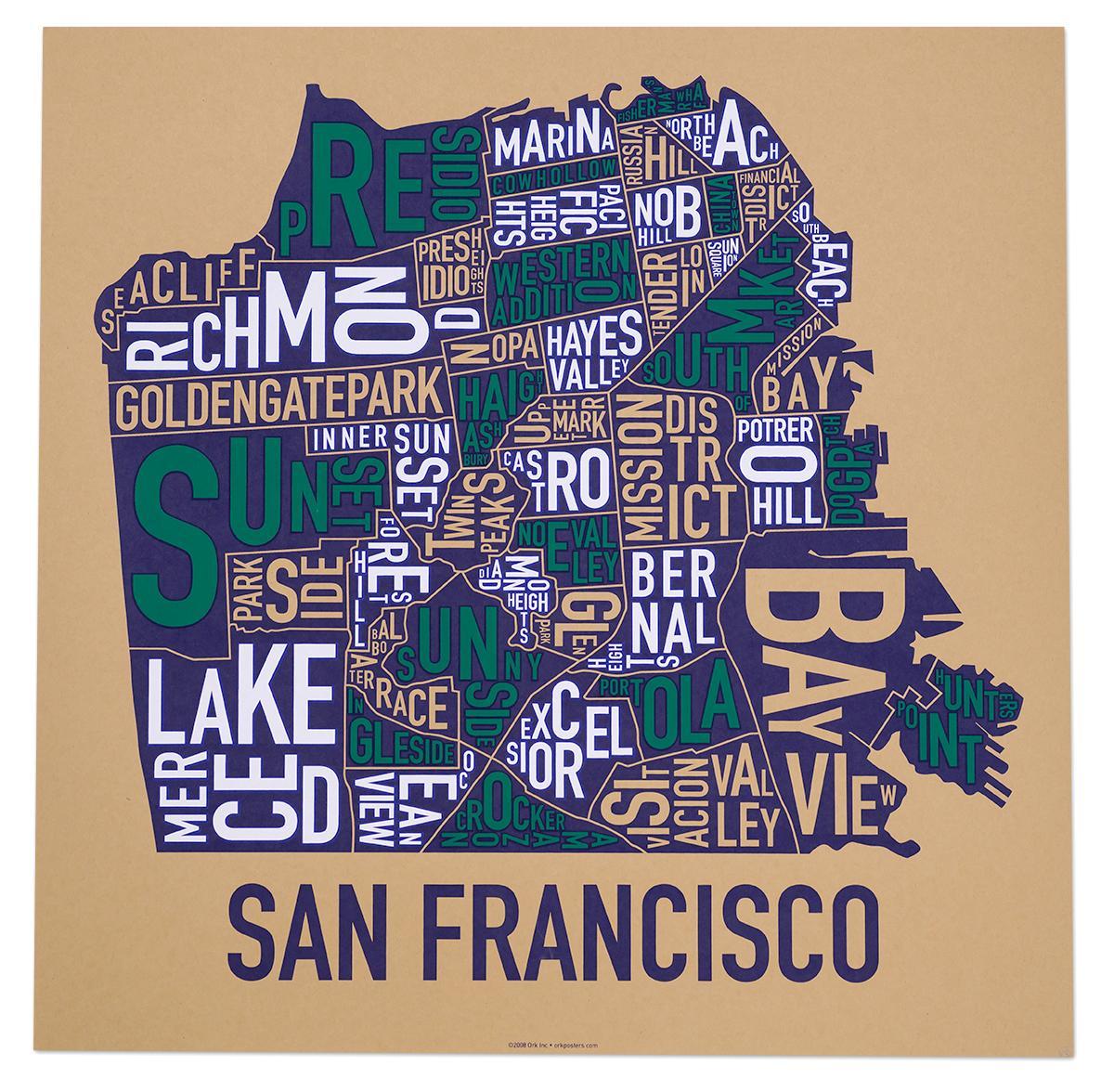 San Francisco neighborhood map-poster