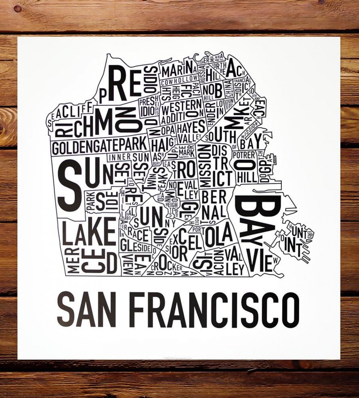 Karte von San Francisco Nachbarschaft Kunst