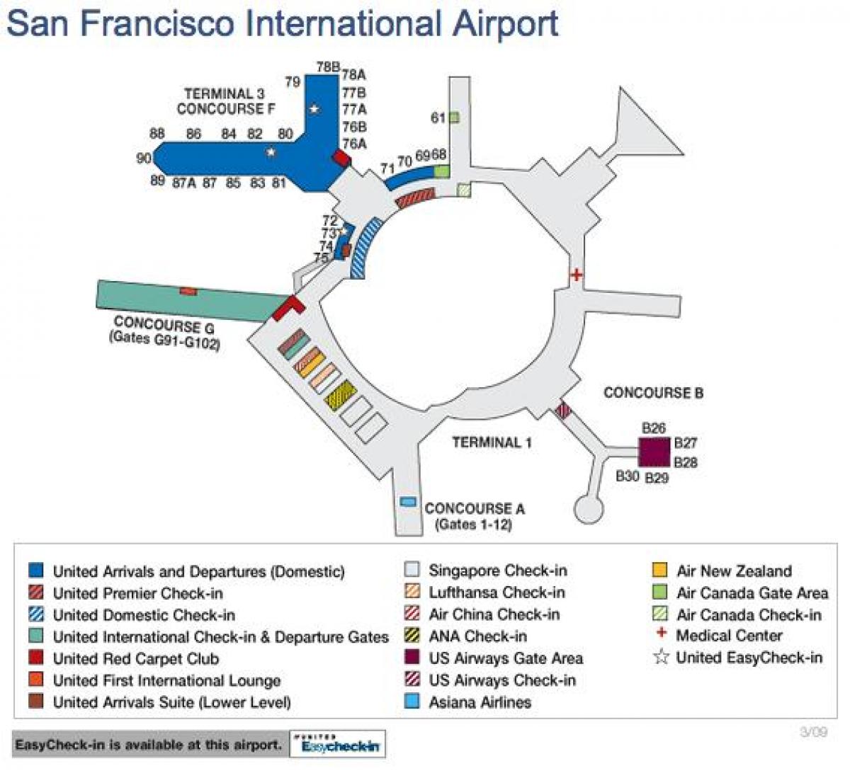 San Francisco airport, map united