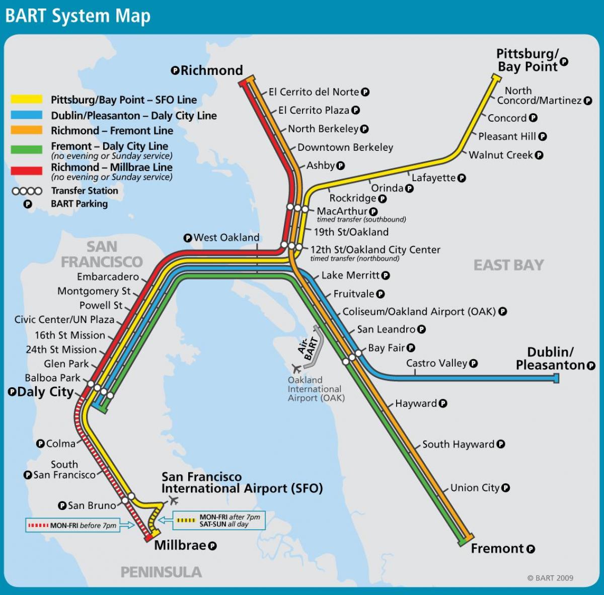 San Francisco bart-system Karte