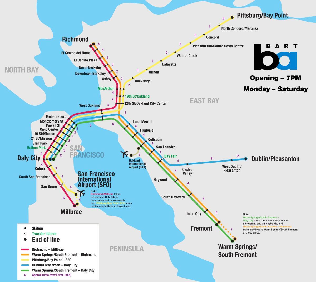 bart-system Karte von San Francisco