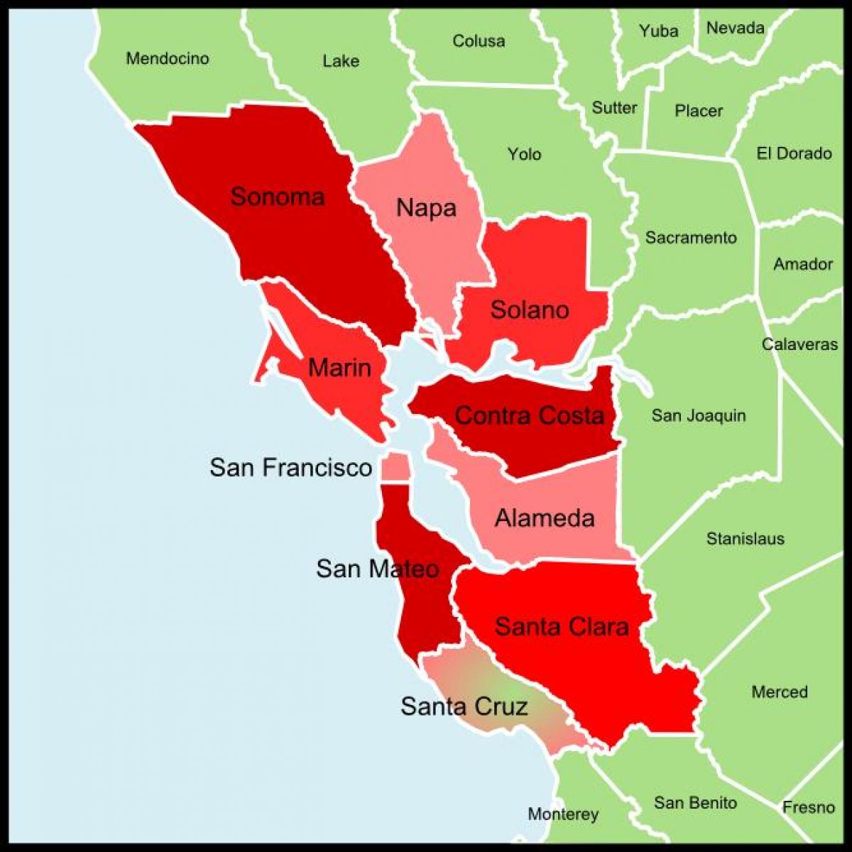 San Francisco bay area, county anzeigen