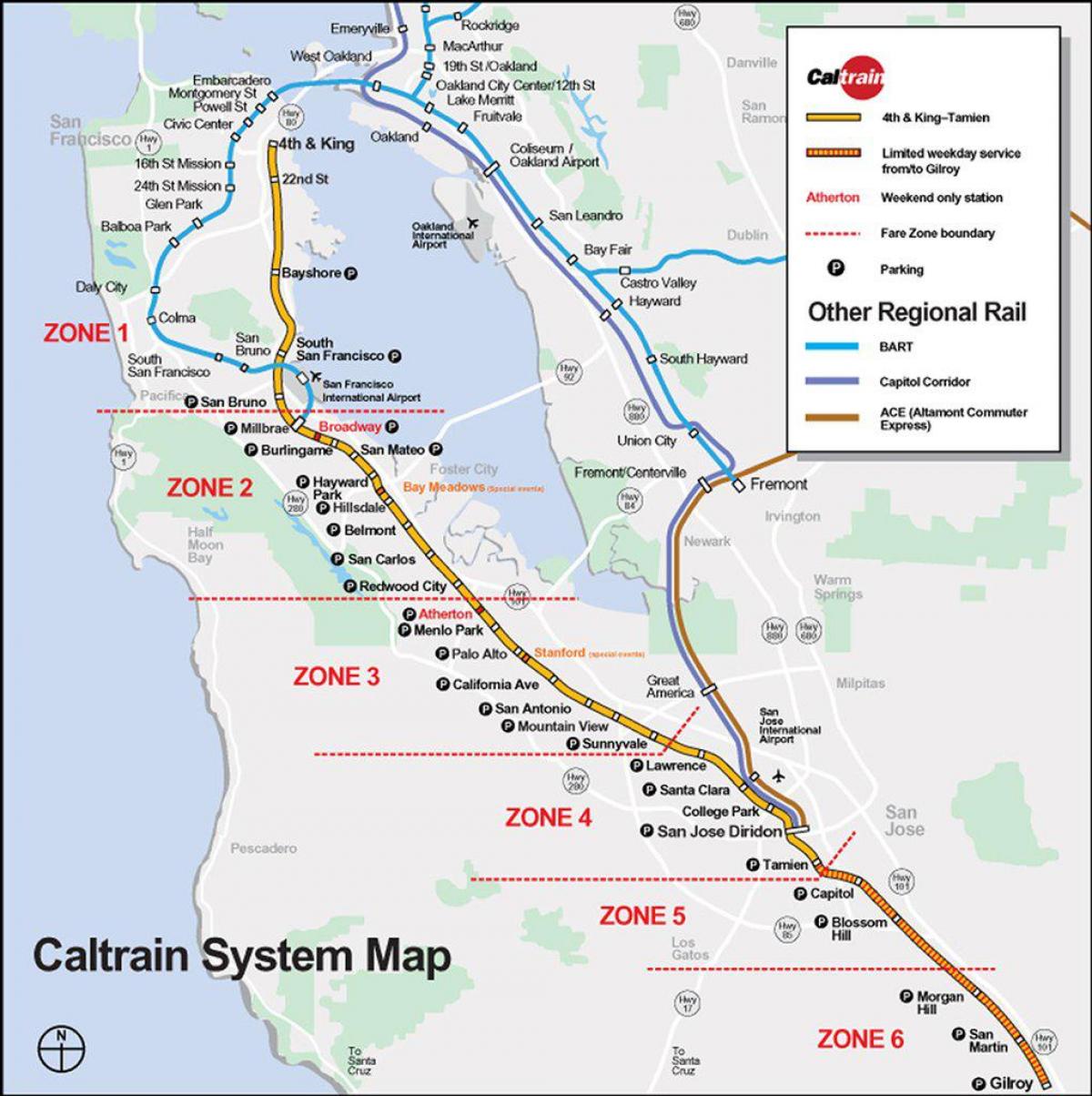 caltrain route anzeigen