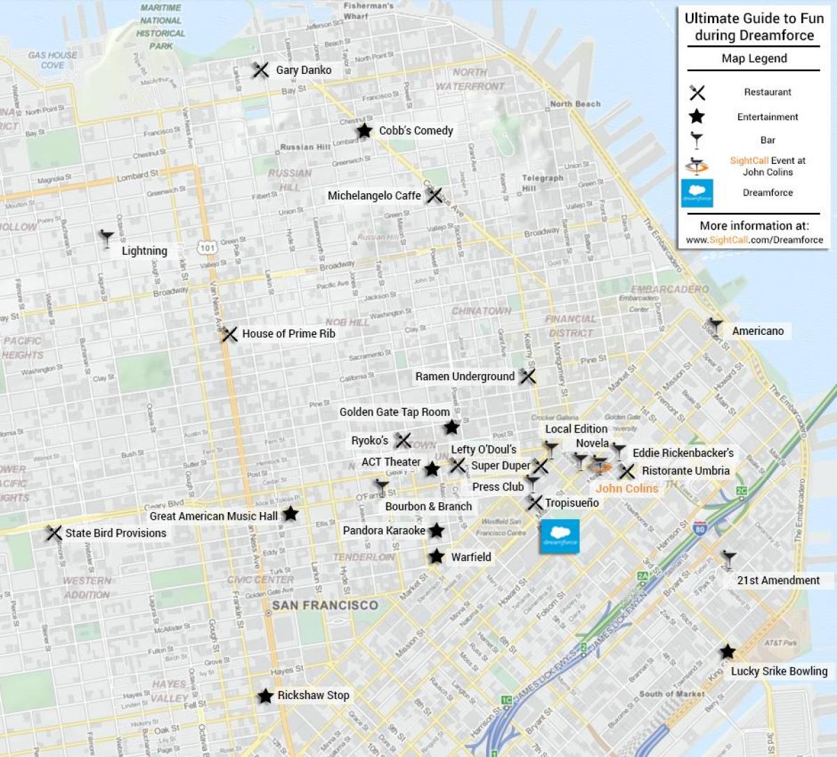Karte von San Francisco restaurant