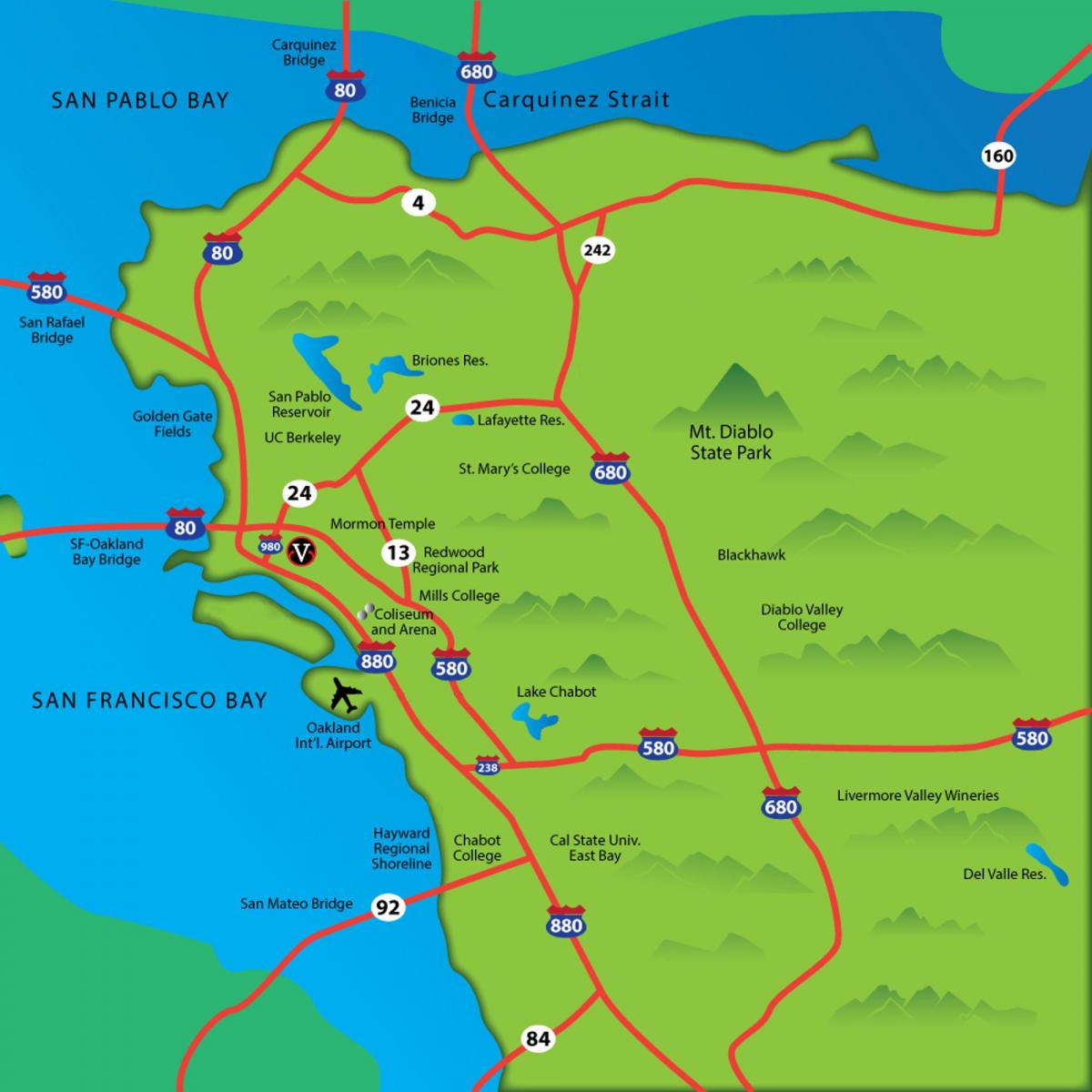 Karte von east bay area, ca