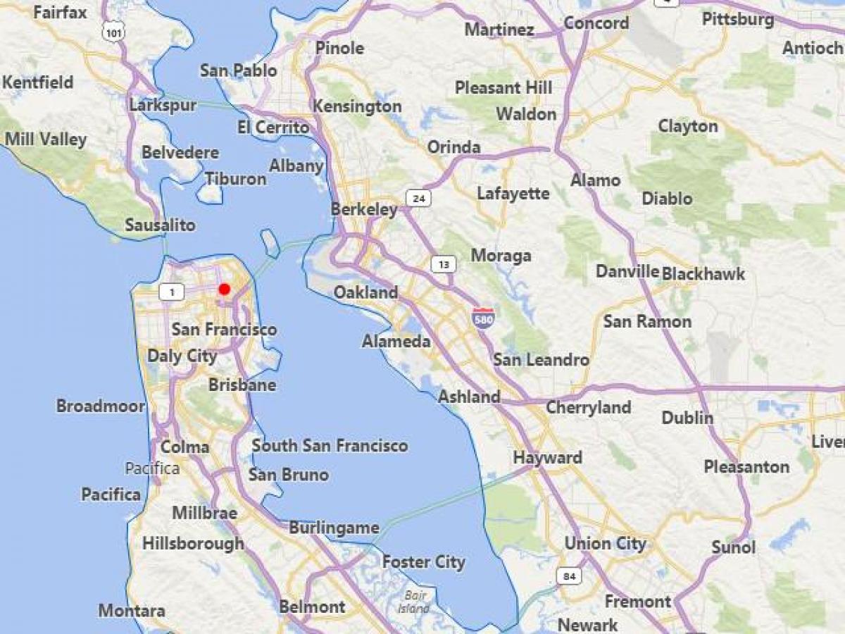 Karte von Kalifornien Städte in der Nähe von San Francisco