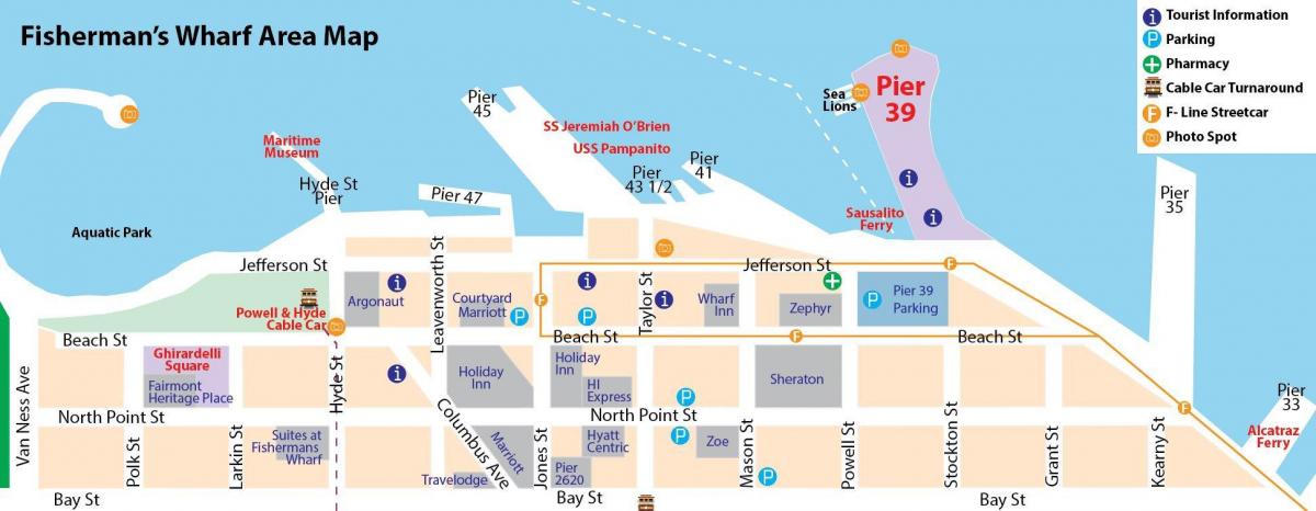 Karte von San Francisco fisherman ' s wharf Gegend