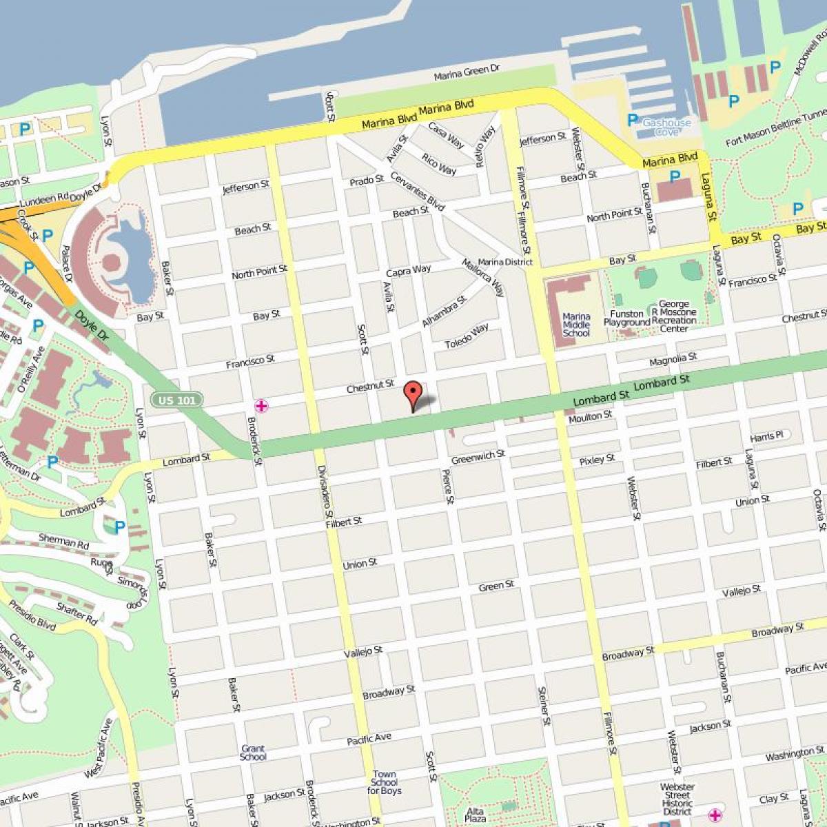 Karte von lombard street in San Francisco