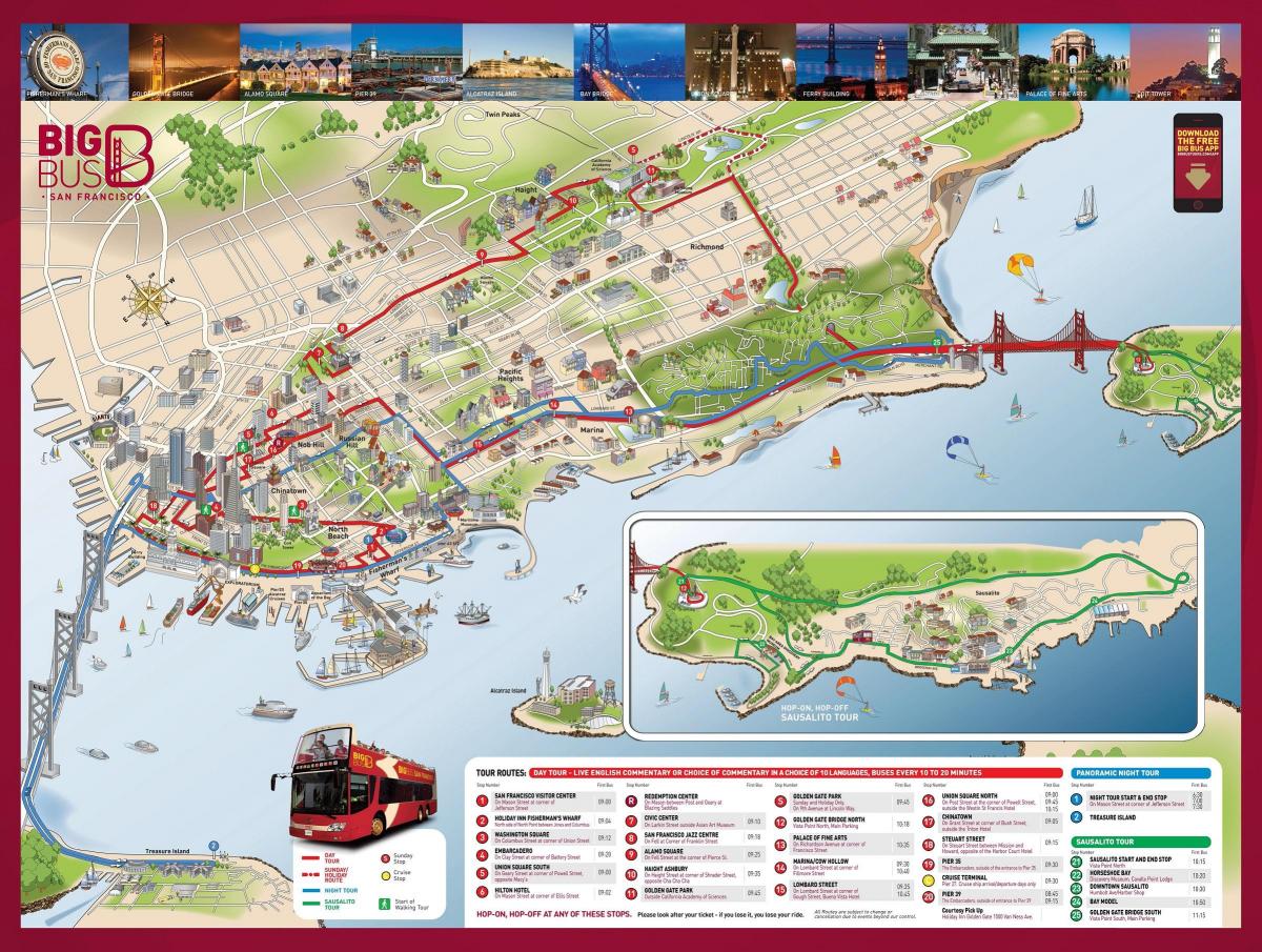 Karte der rote bus in San Francisco 