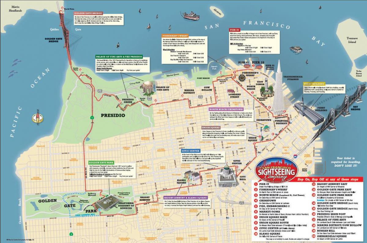 Karte von San Fran hop-on-hop-off 