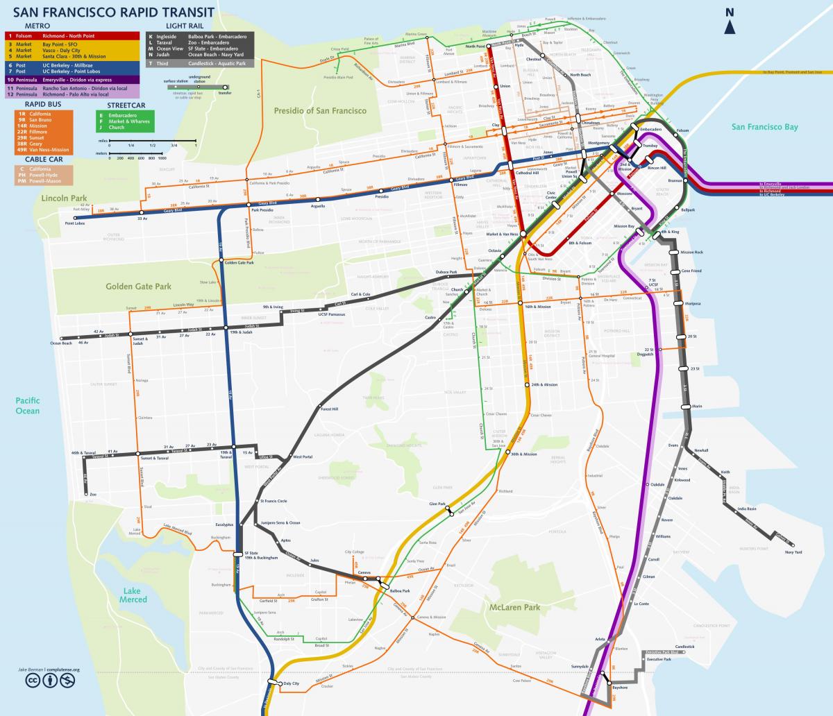 Karte von San Fran transit