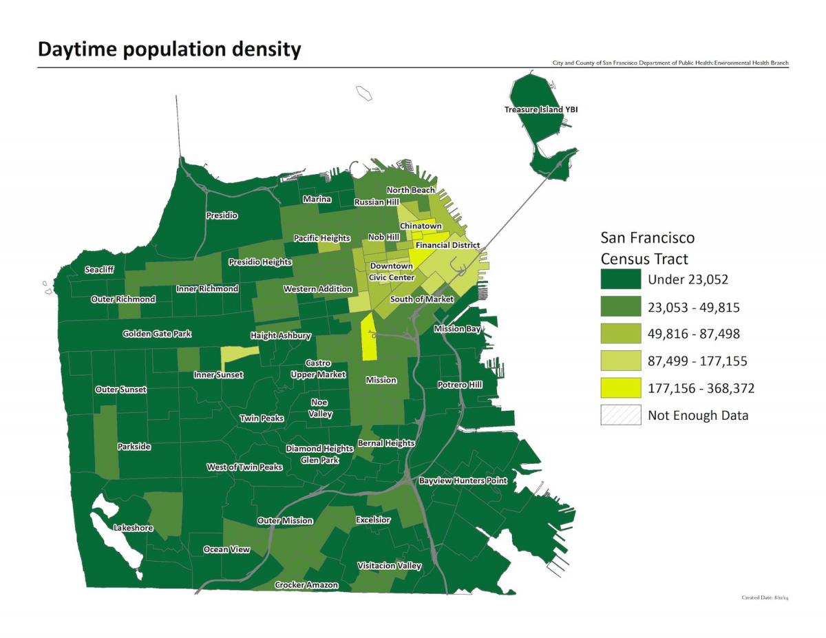 Karte von San Francisco Bevölkerungsdichte