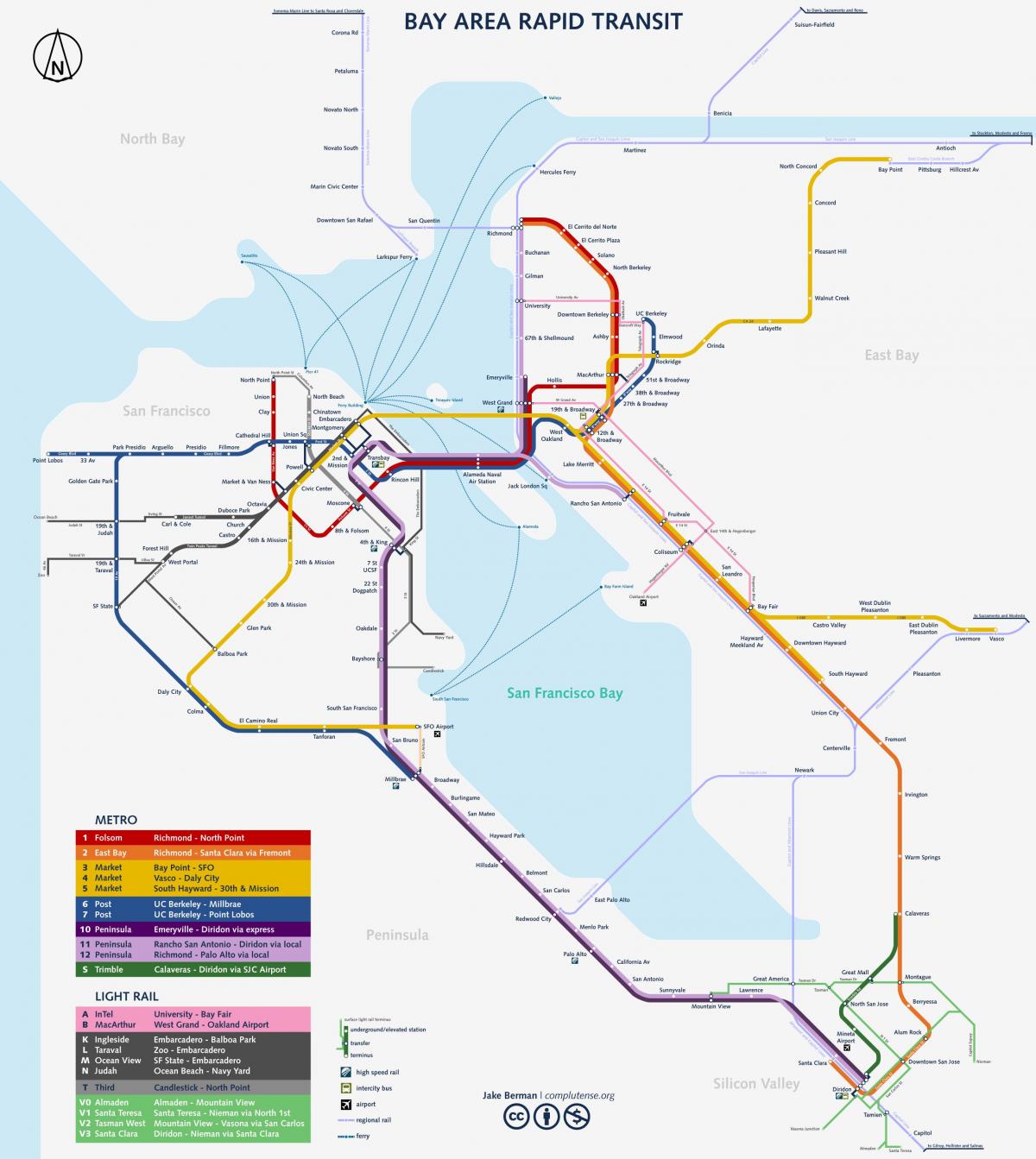 San Francisco U-Bahn-system anzeigen