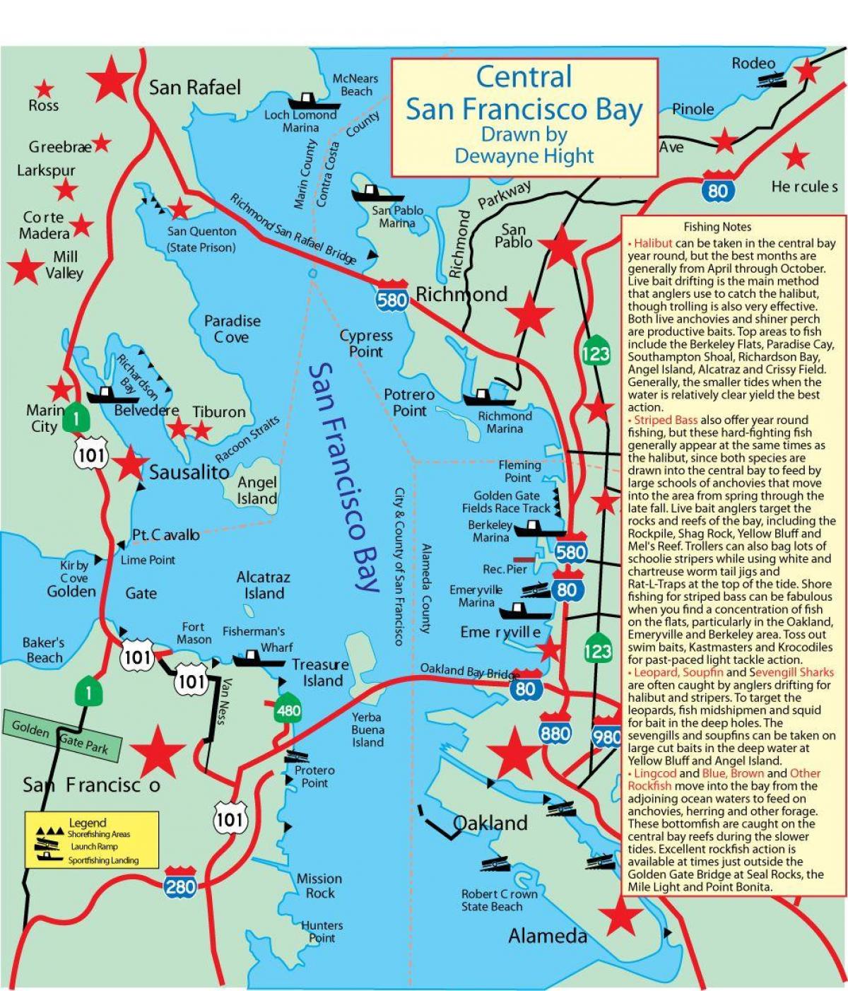 Karte von San Francisco bay Angeln 