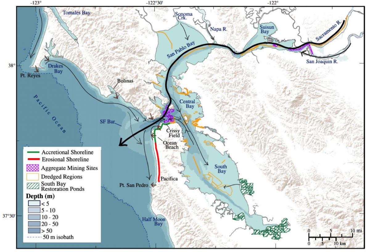 Karte der Bucht von San Francisco Tiefe