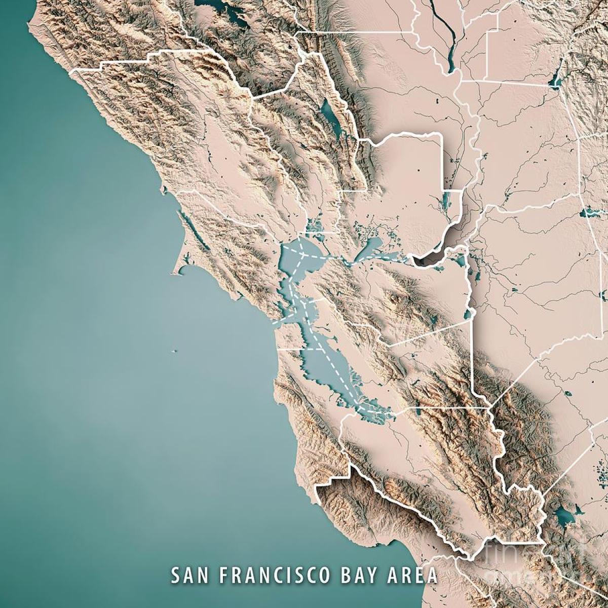 Karte der Bucht von San Francisco topographische 