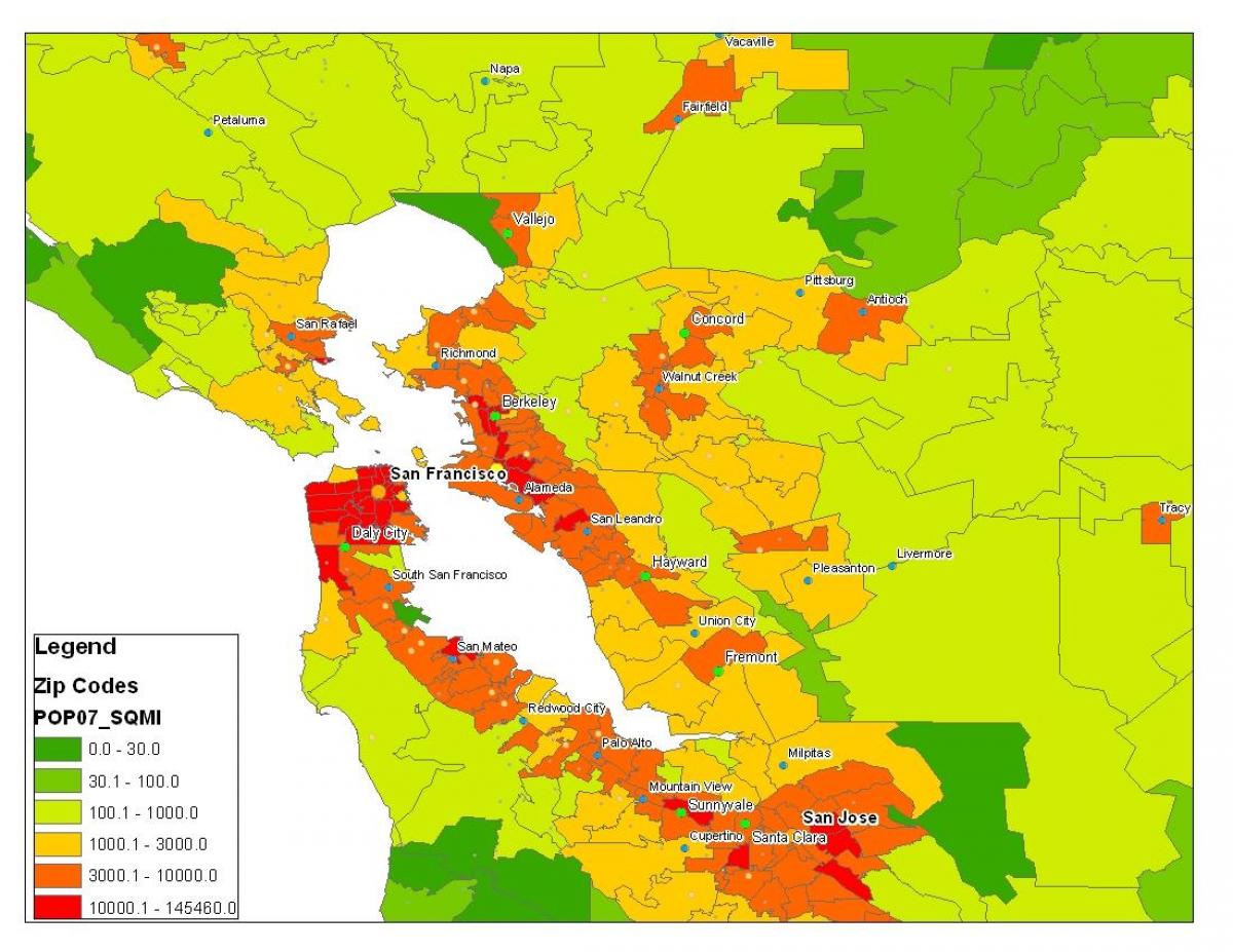 Karte von San Francisco Einwohnerzahl