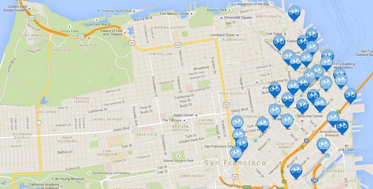 Karte von San Francisco bike share