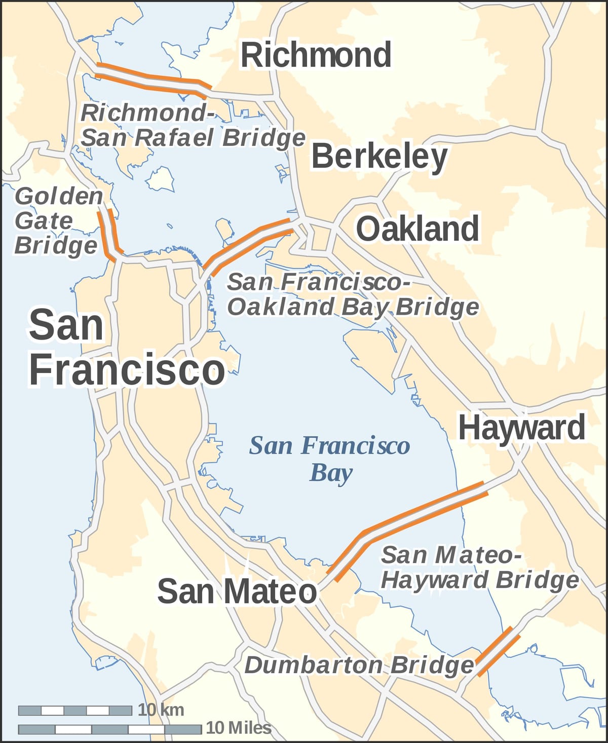 Karte von San Francisco Brücken