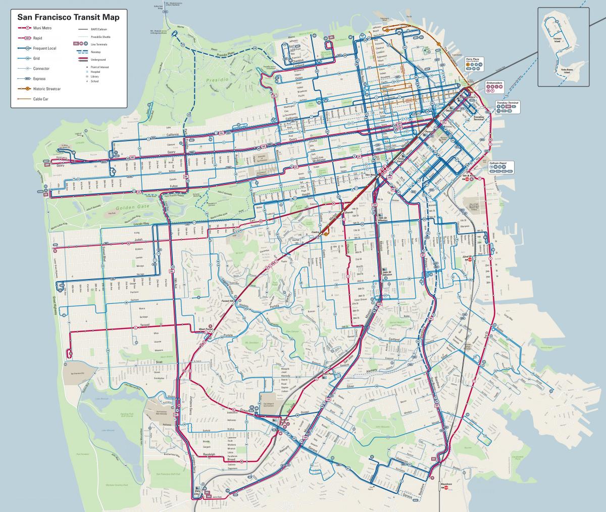 San Francisco-bus-Linien anzeigen