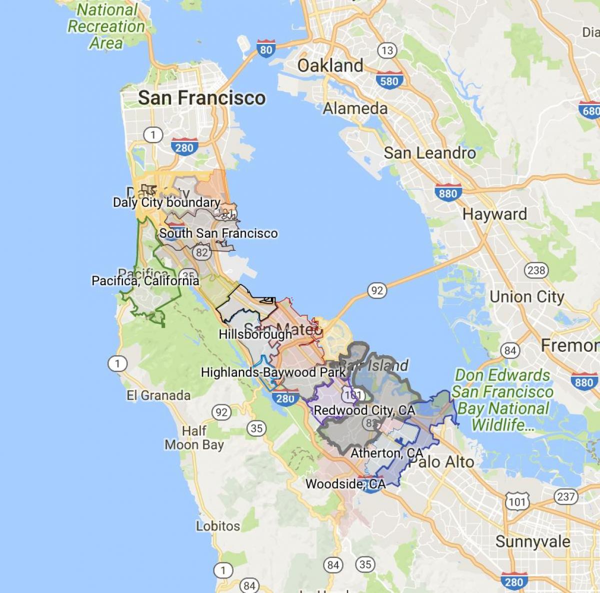 Karte von San Francisco, die Stadt in Grenzen