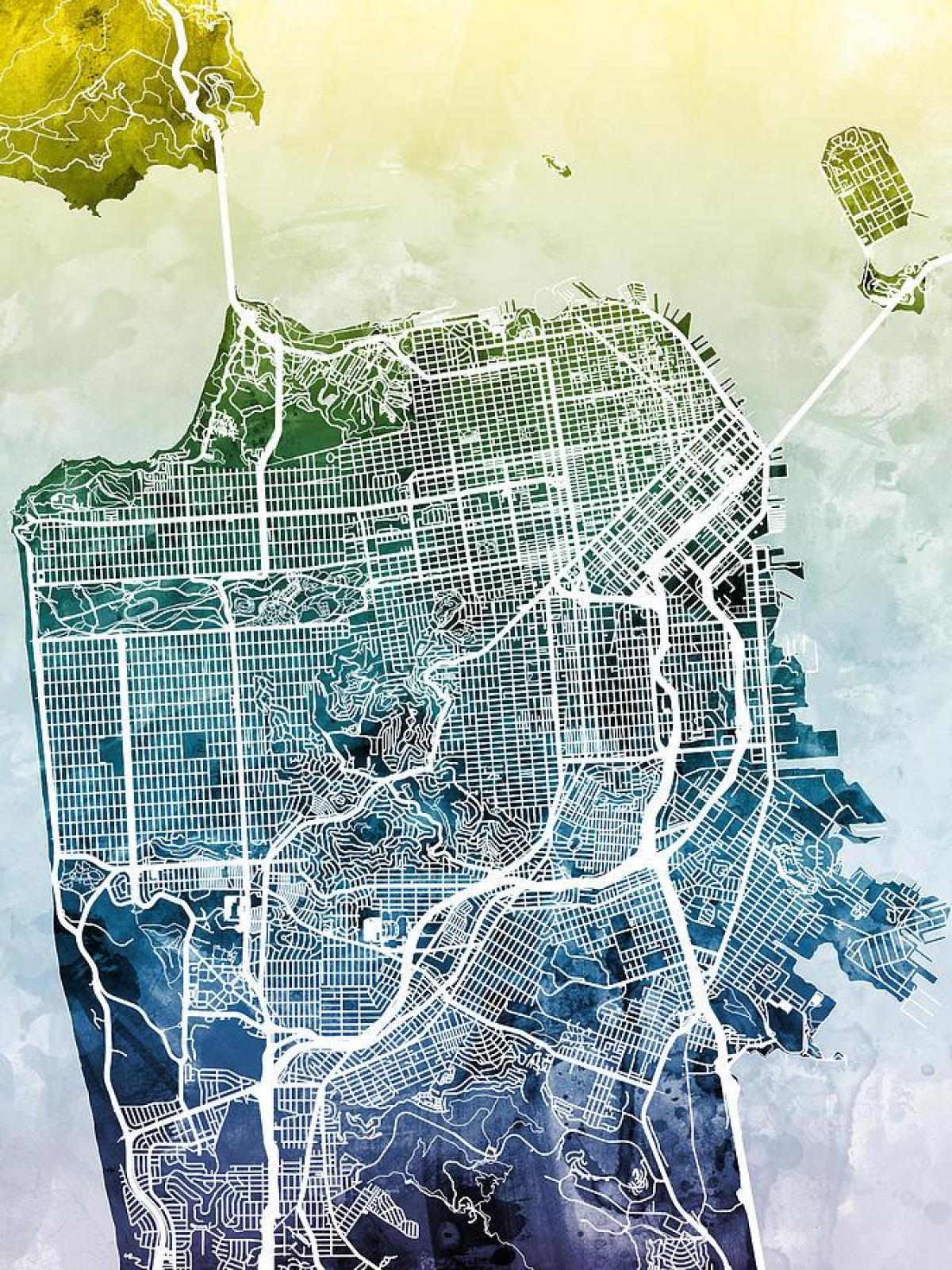 Karte von San Francisco, die Stadt der Kunst