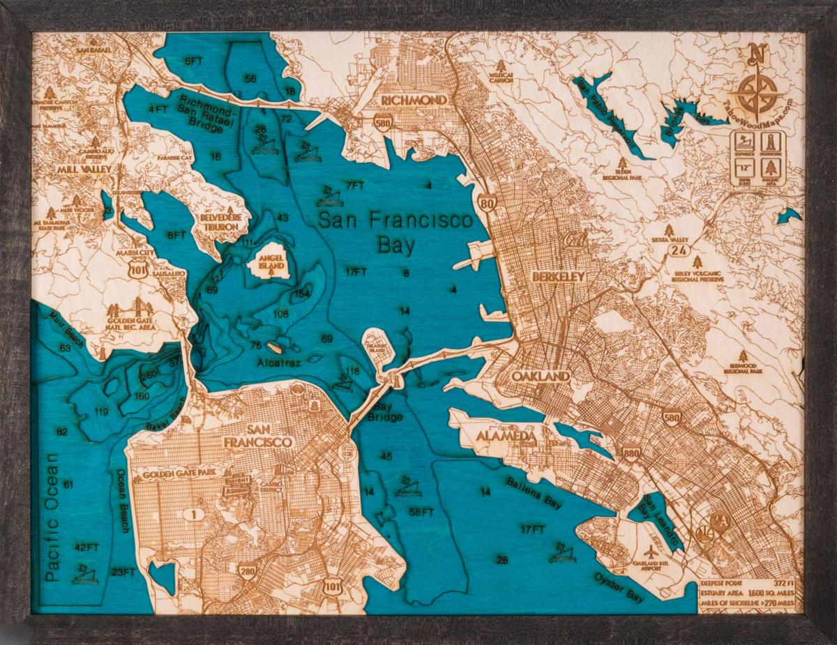 Karte von San Francisco Holz