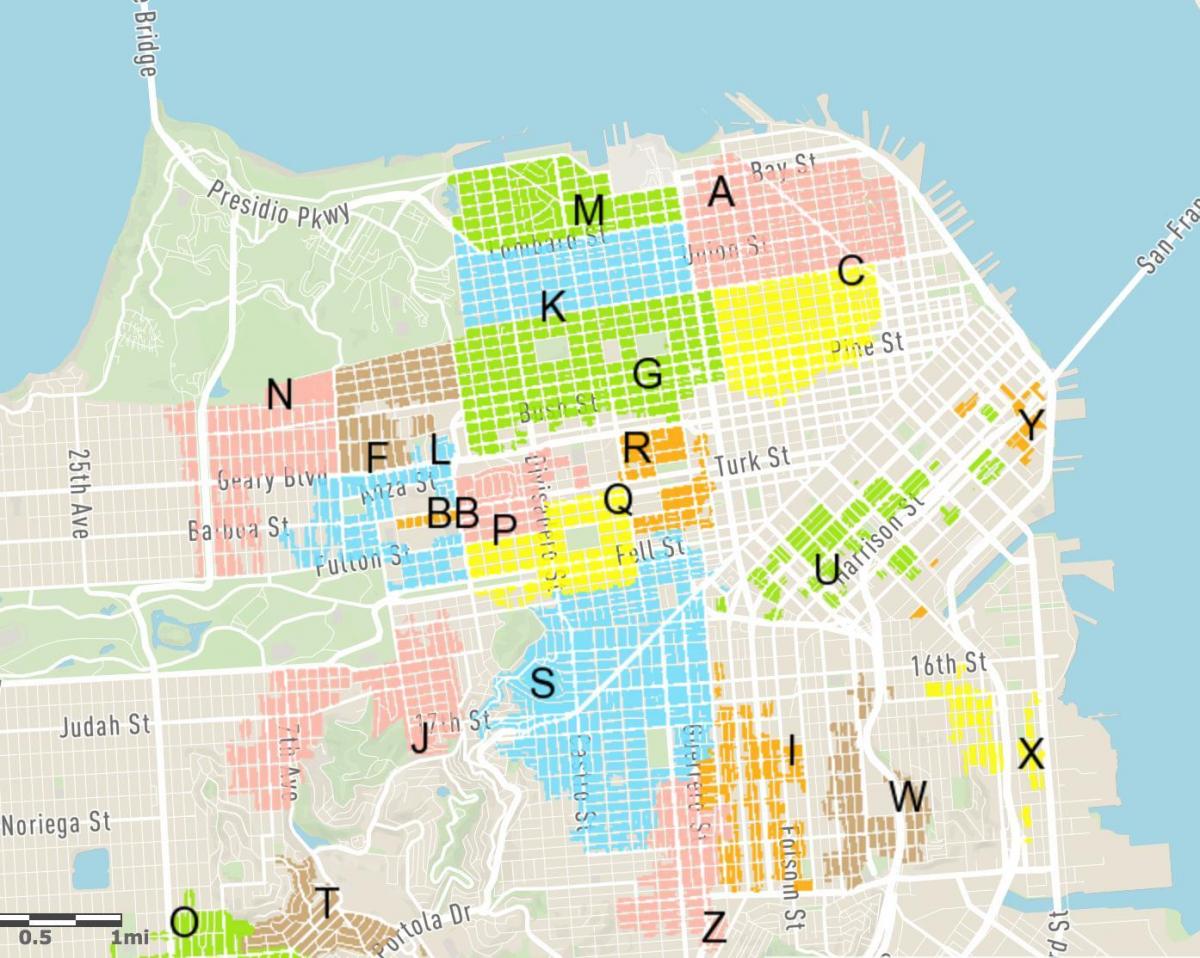 kostenfreie Parkplätze auf der Straße San-Francisco-Karte
