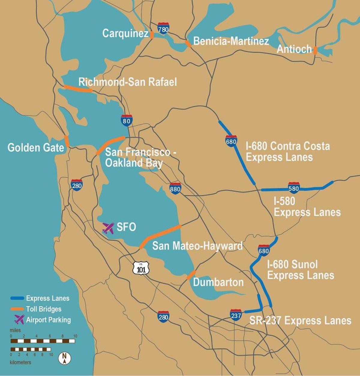 Mautstraßen San Francisco Karte