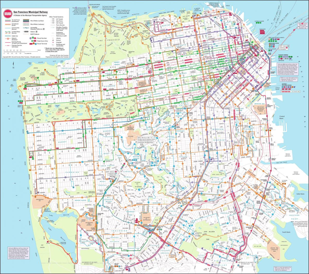 Karte von San Francisco municipal railway