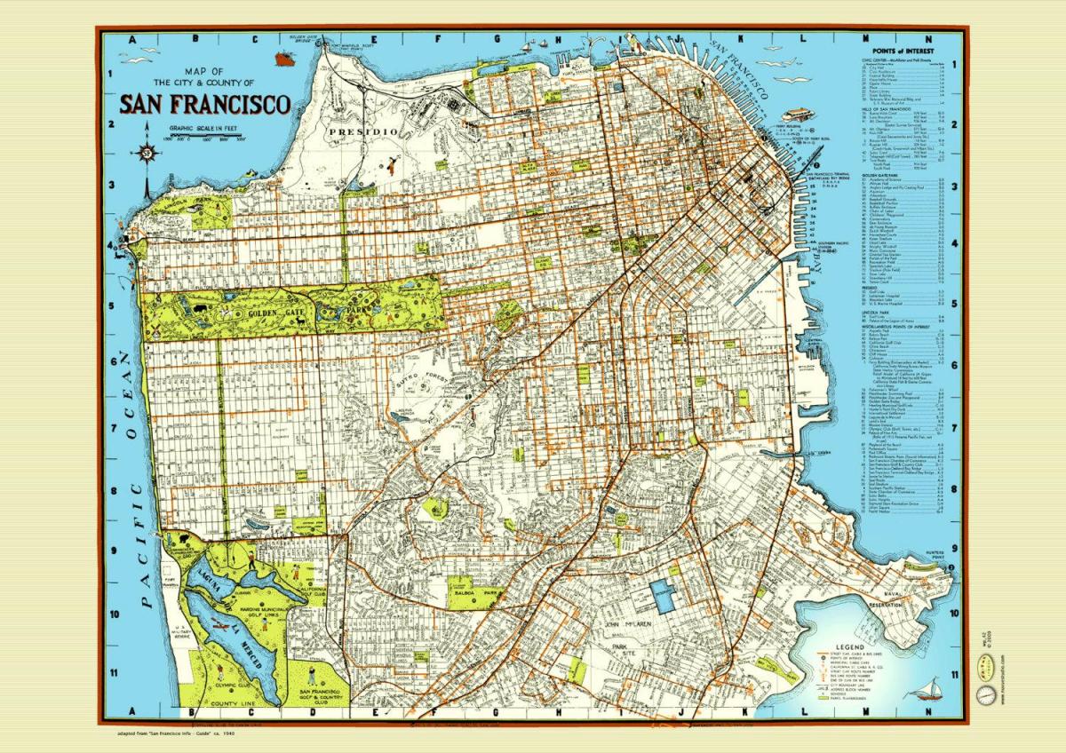 Karte von San Francisco street poster