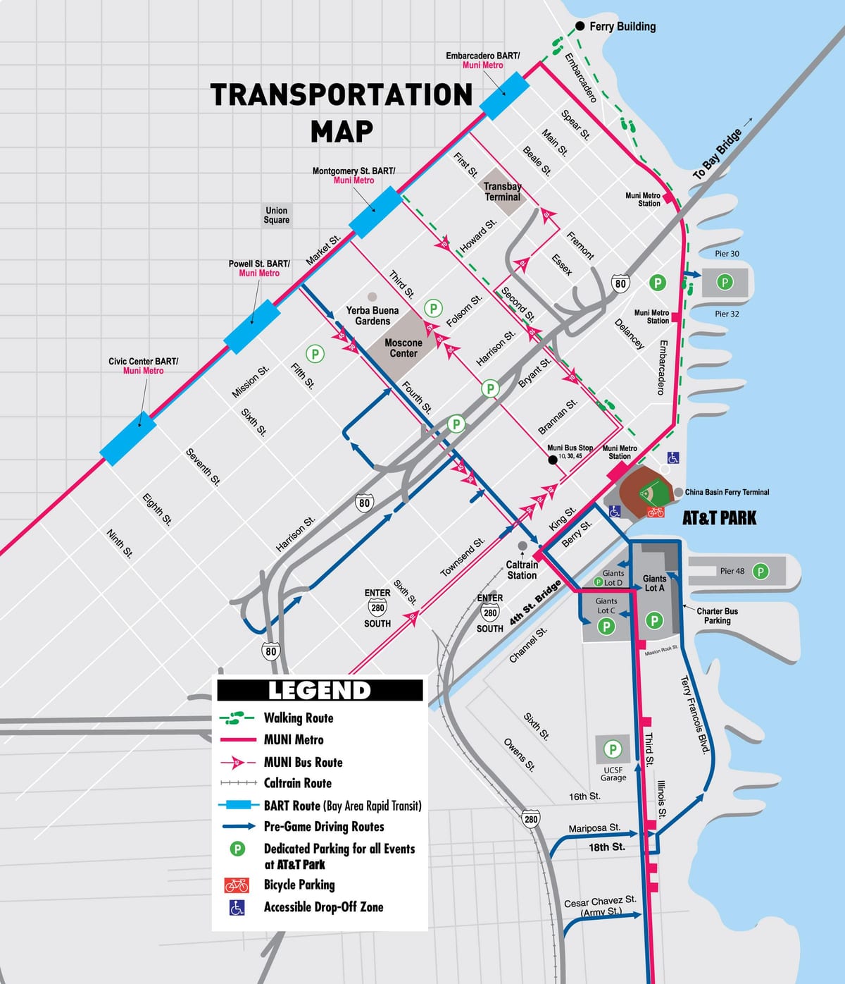 Karte von SF giants Parkplatz 