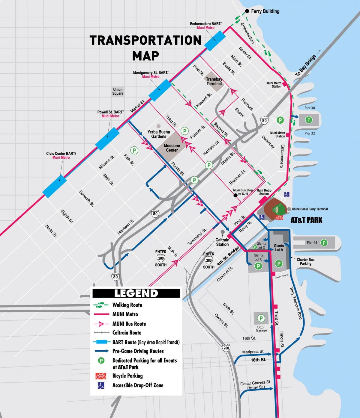Karte von SF giants Parkplatz 