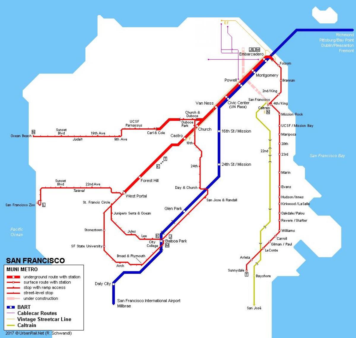 San Fran Straßenbahn map