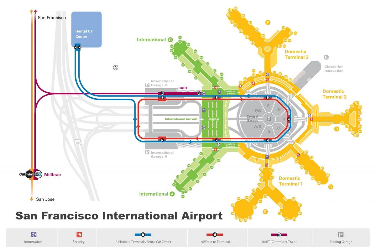 San Francisco-Flughafen-Mietwagen-map