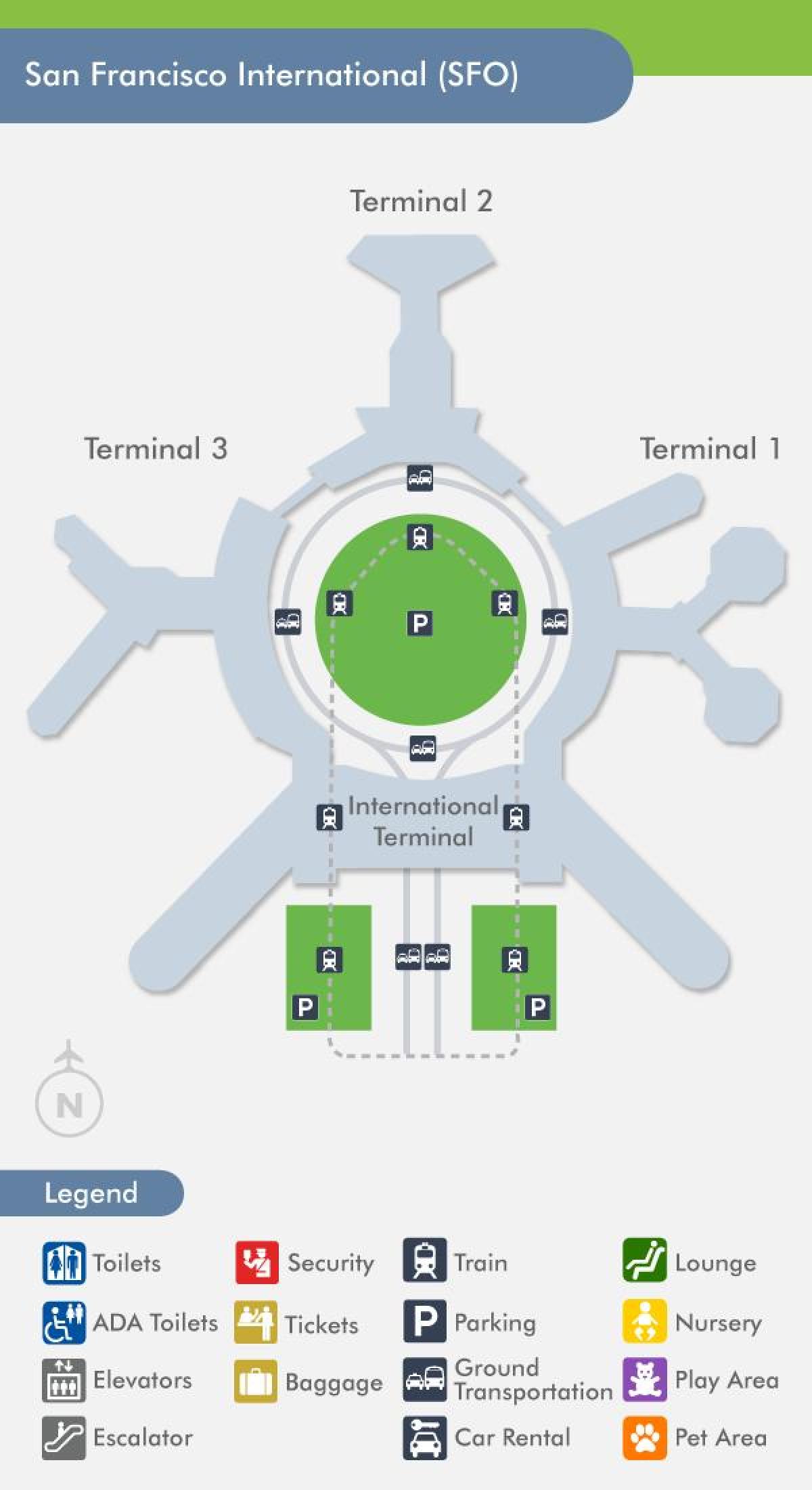 Karte von SFO airport terminal 1