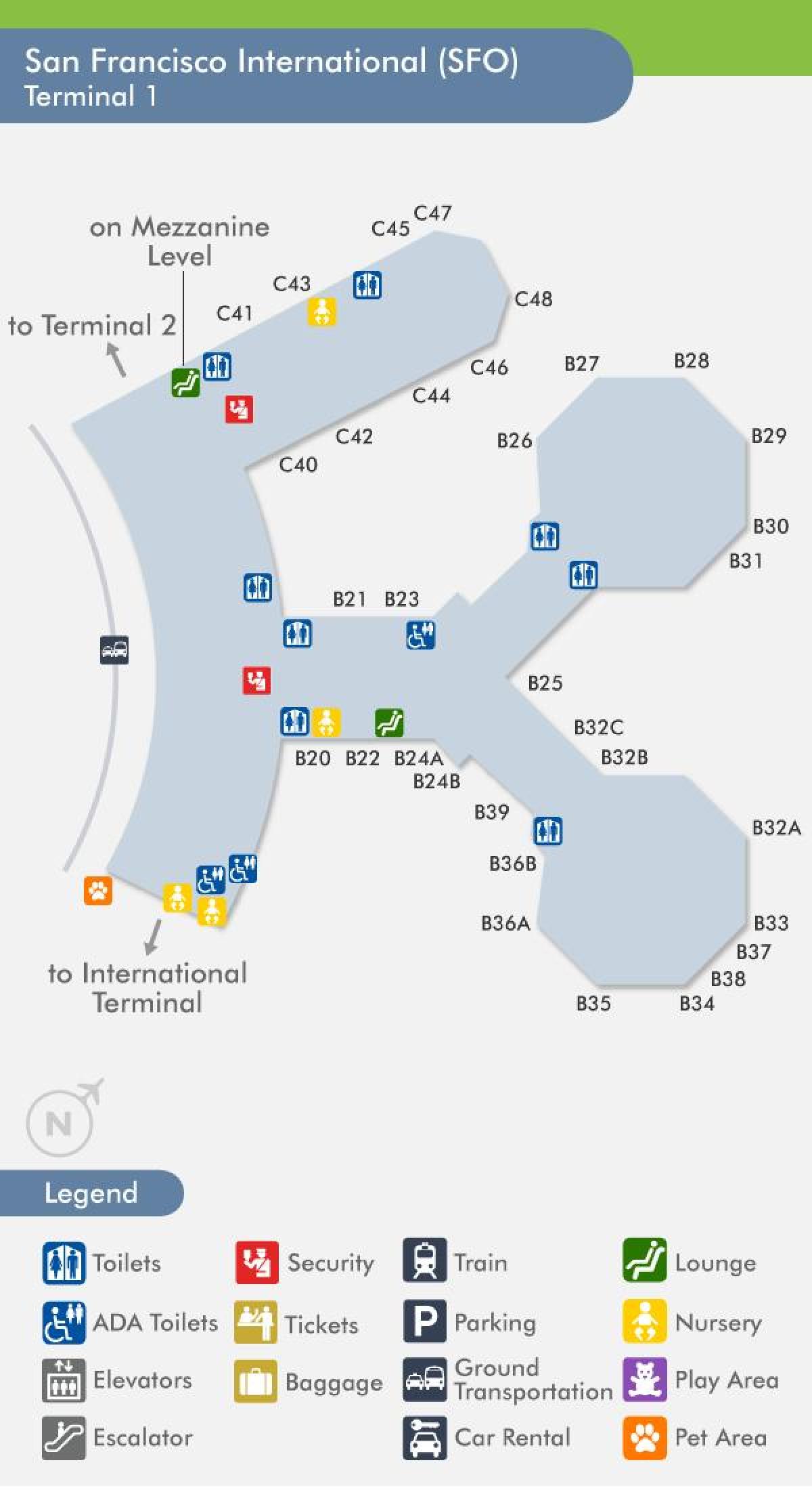 San Francisco airport terminal 1 Karte