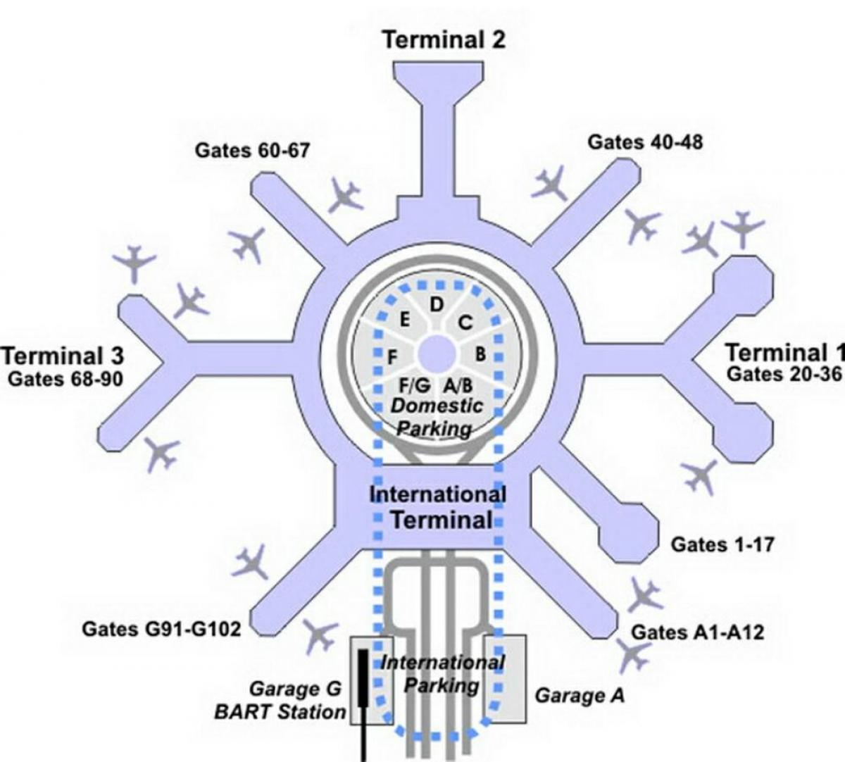 Karte von SFO terminal g