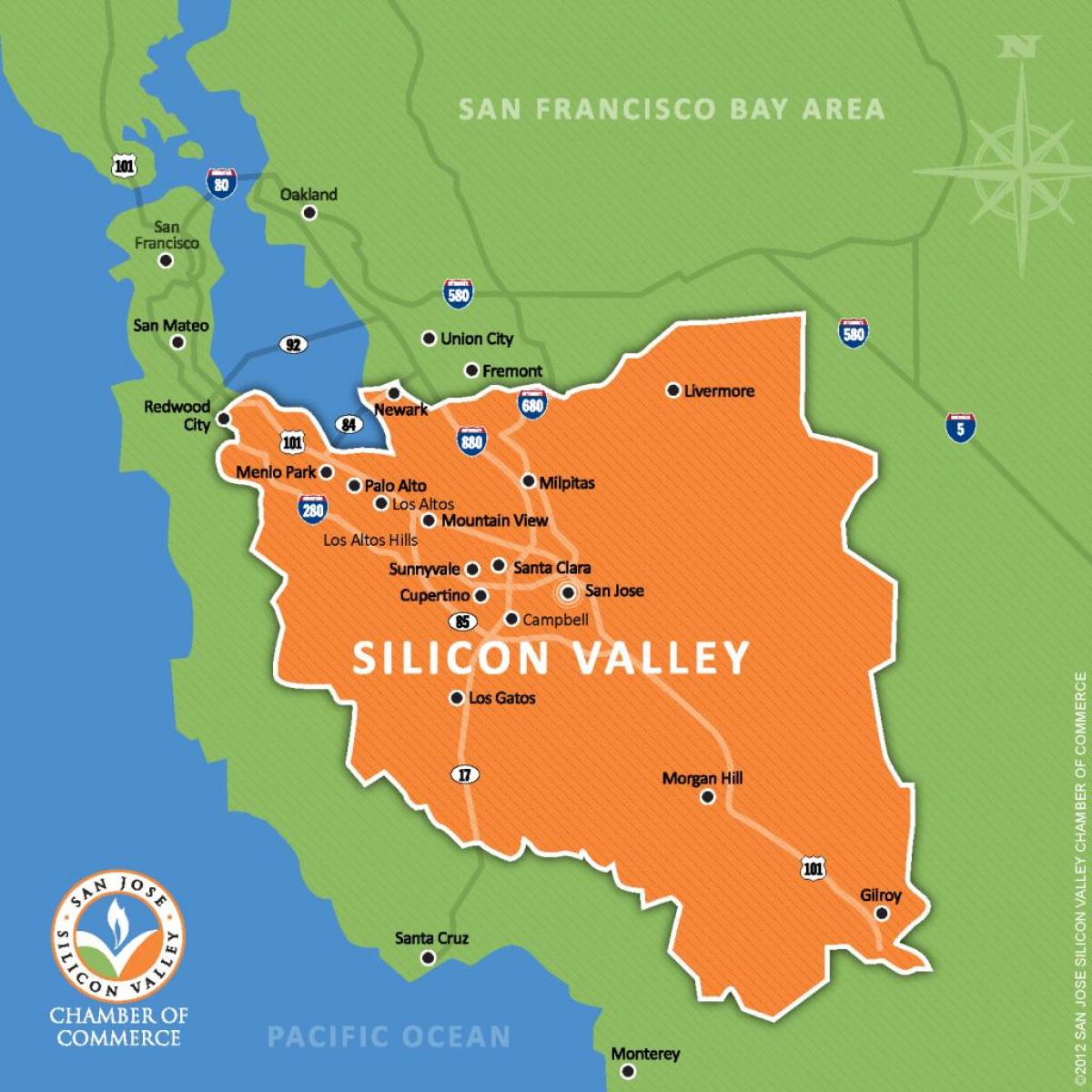silicon valley in Welt-Karte