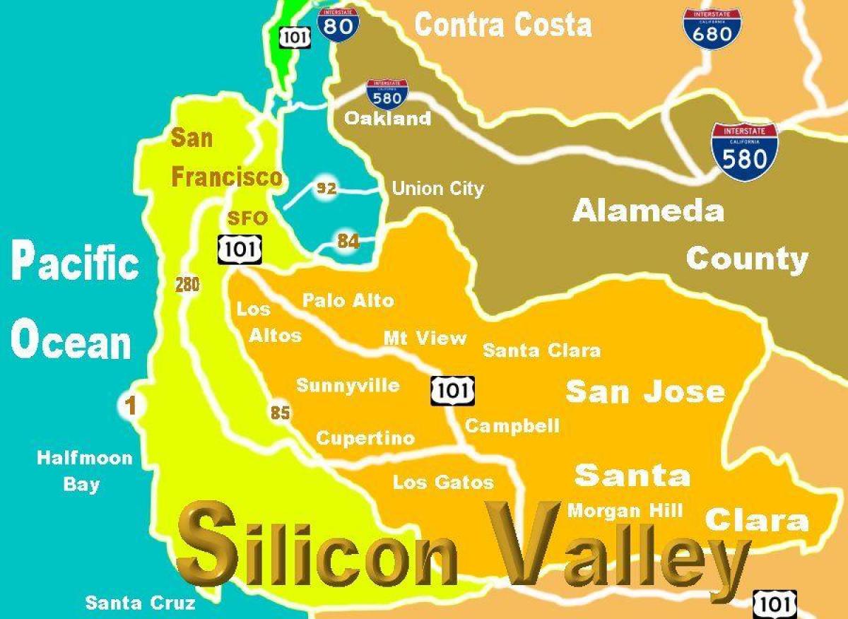 Karte von silicon valley