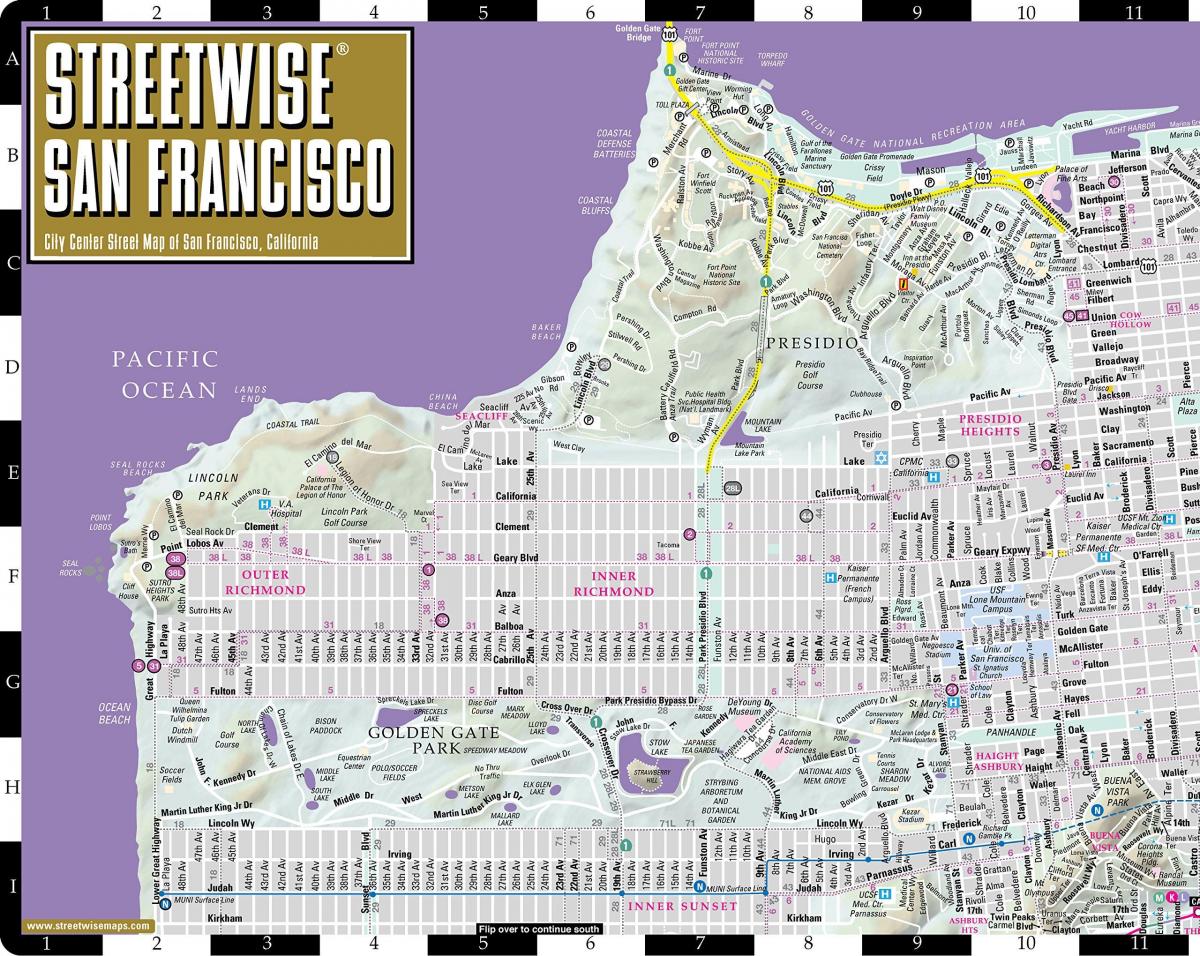 Karte von streetwise San Francisco