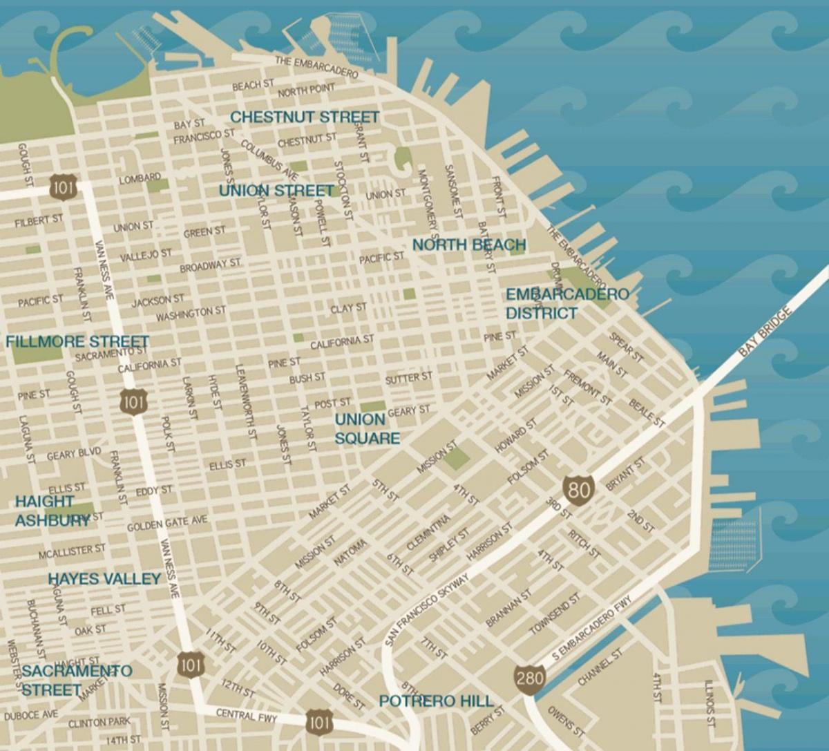 Karte von downtown San Francisco union square