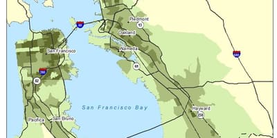 Karte von der bay area Bevölkerungsdichte