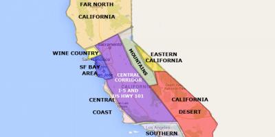 Karte von Kalifornien, nördlich von San Francisco