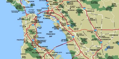 Karte der Städte in der Umgebung von San Francisco