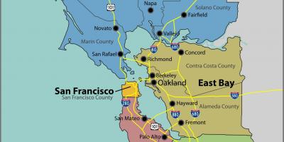 Die Bucht von San Francisco auf einer Karte