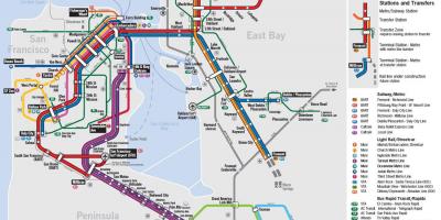 Karte der öffentlichen Verkehrsmittel in San Francisco