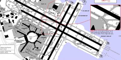 San Francisco Flughafen-Start-und Landebahn Karte